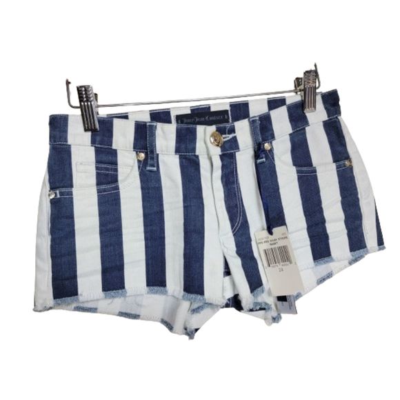 Juicy Jeans Couture Striped Blue & White Shorts - sz 24 - Picture 1 of 6